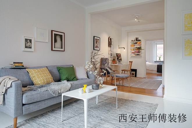 60平米小户型室内隔断清新北欧装饰风格装潢效果图