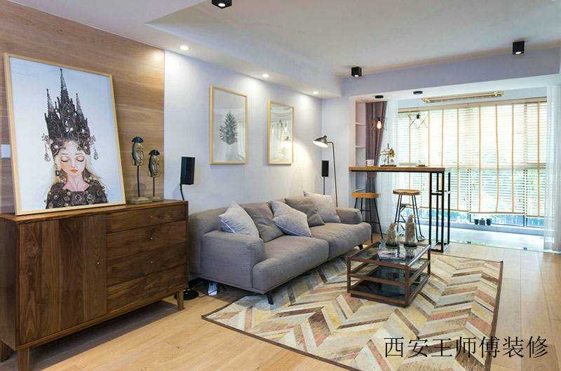 北欧朴素风客厅摆放柜装饰