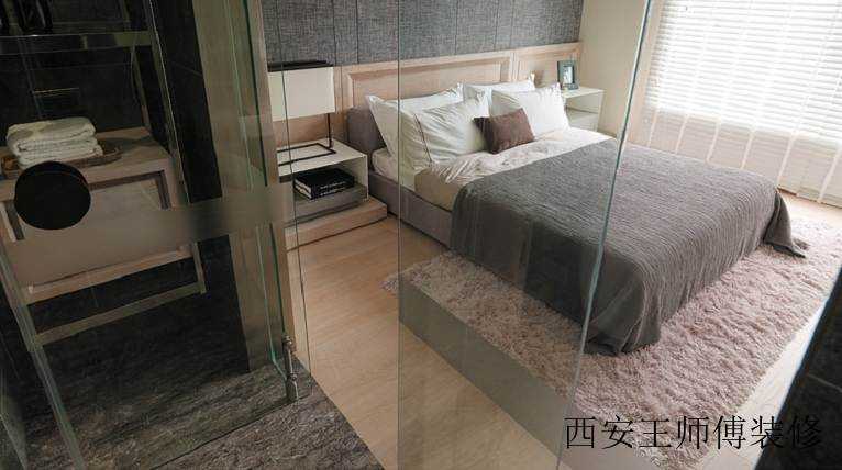 家居卧室室内简约宜家玻璃门隔断装饰图