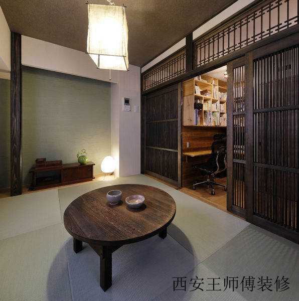 古朴简洁日式风格家居室内灯饰布置图