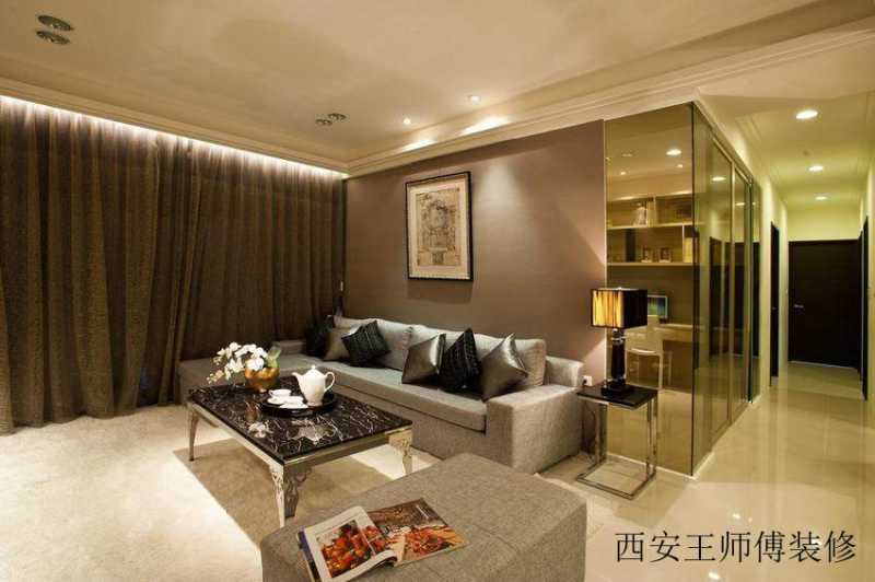 素雅现代简约客厅窗帘装饰图