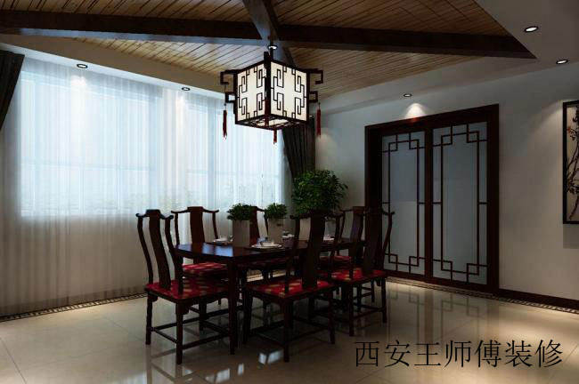 大气儒雅中式餐厅效果图