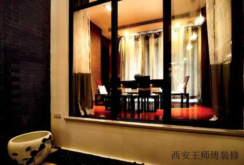 红色艳丽后现代风格复式隔断设计图