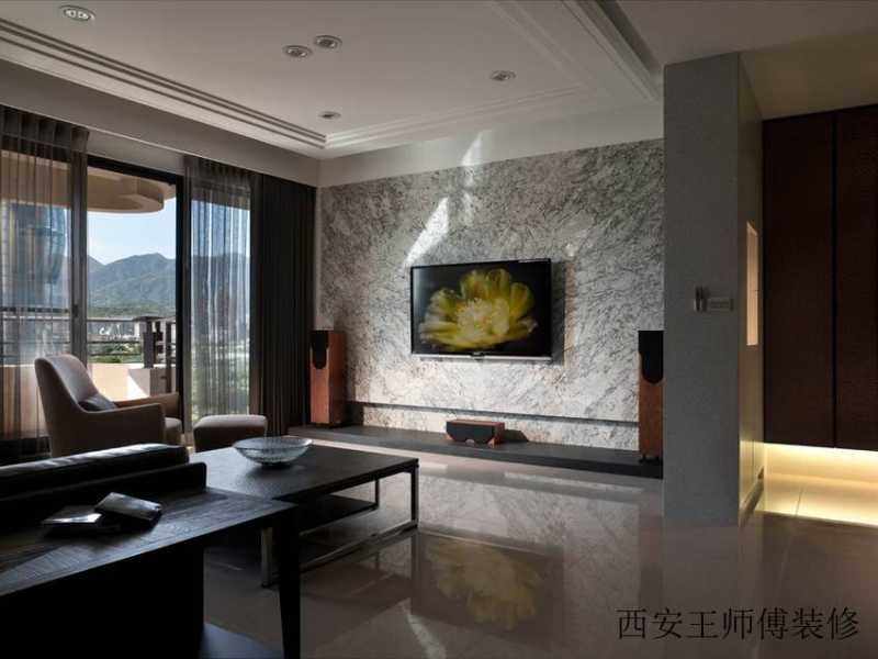 现代客厅大理石背景墙效果图