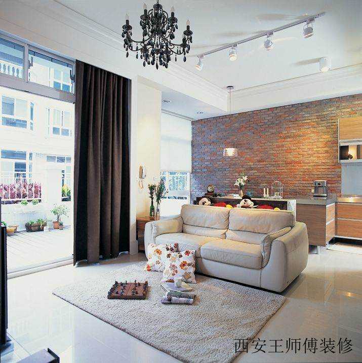 简欧文化砖背景墙客厅效果图