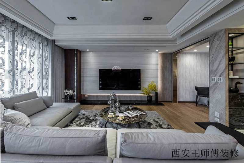 奢华简约后现代客厅电视背景墙效果图