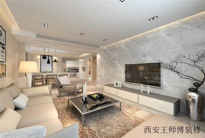 现代时尚优雅风格公寓客厅大理石电视背景墙设计