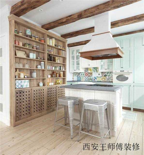 原木韵味北欧厨房吊顶效果图