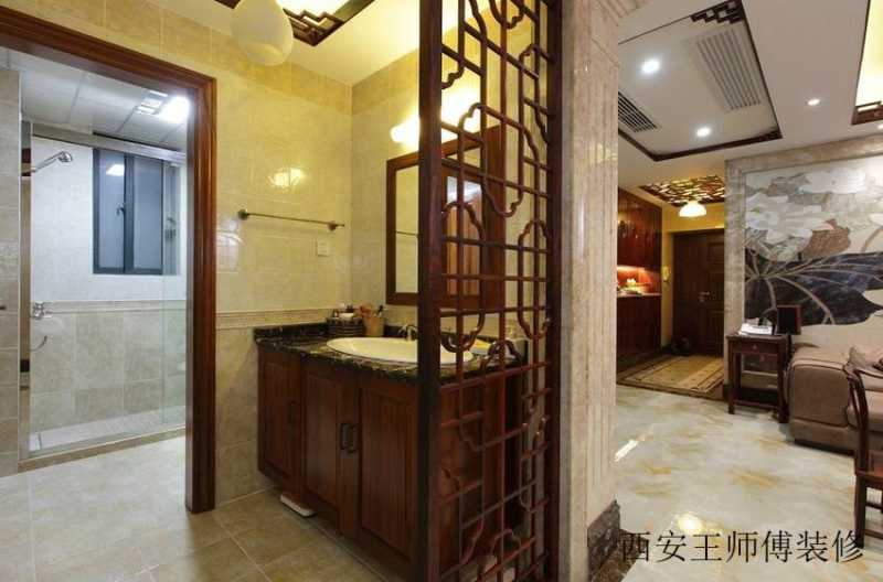 儒雅新中式家居窗棂隔断装饰效果图