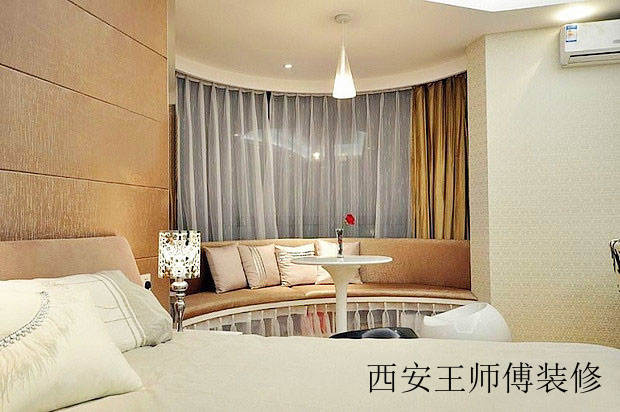 优雅浪漫简欧风卧室 弧形飘窗设计图