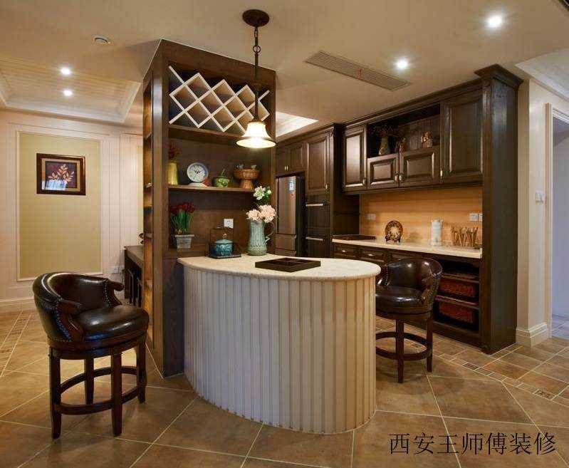 温馨典雅美式风格公寓家居吧台设计图