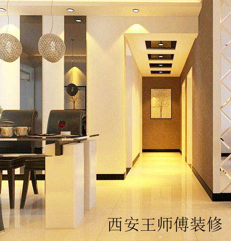 都市现代风餐厅过道吊顶效果图