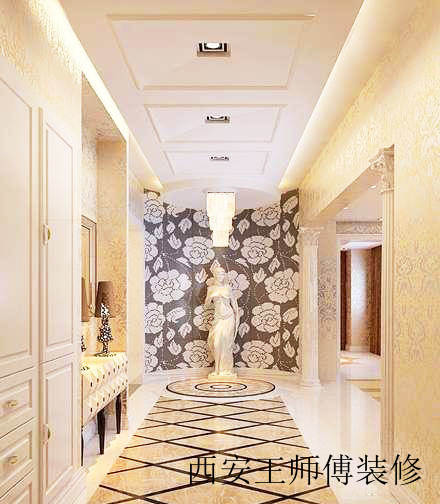 唯美典雅简欧风过道 马赛克背景墙设计