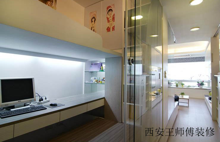 现代简约书房玻璃门隔断