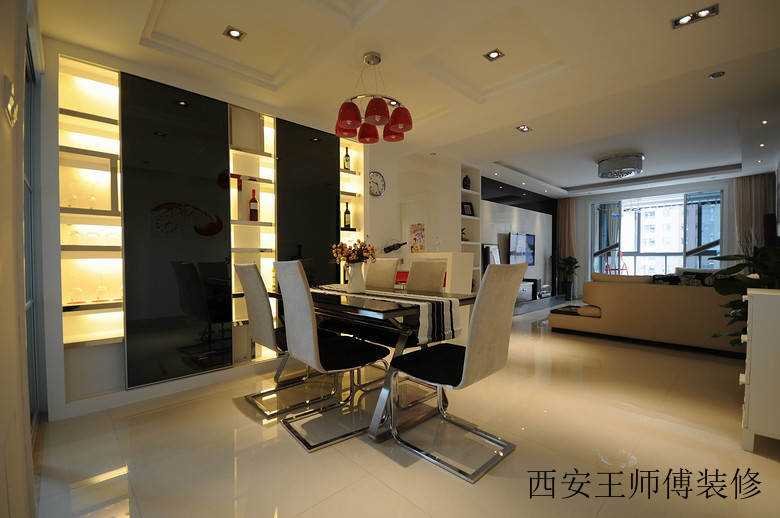 精美镜面不锈钢酒柜餐厅效果图