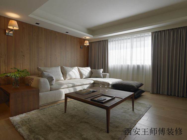 质朴美式设计装修风格客厅沙发实木背景墙装饰图