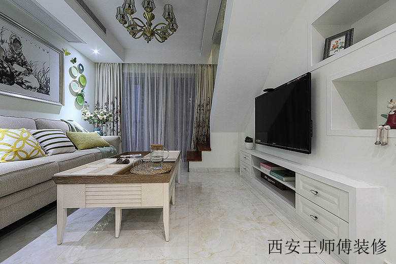 唯美浪漫简约美式复式客厅装修美图