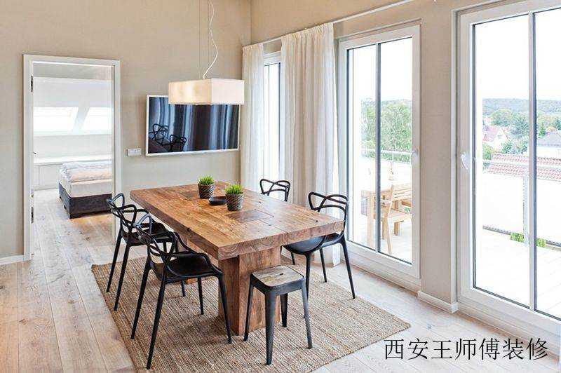 简约时尚混搭餐厅实木餐桌装饰图