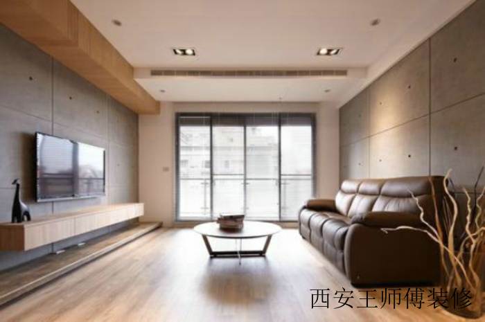 简洁现代客厅原木地板装饰图