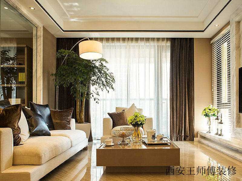 现代简约风格客厅落地窗效果图