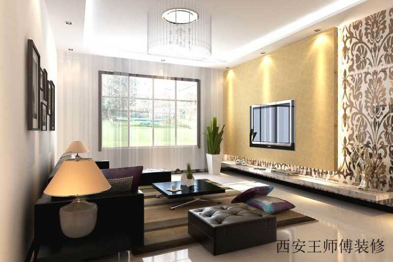 简约现代客厅电视背景墙装潢图