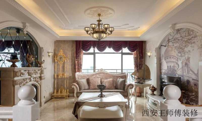 丰裕华丽古典浮雕欧式风格三居客厅装修图