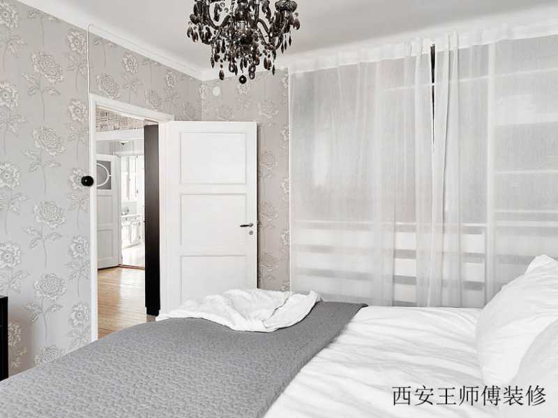 简洁北欧卧室白色门装饰效果图