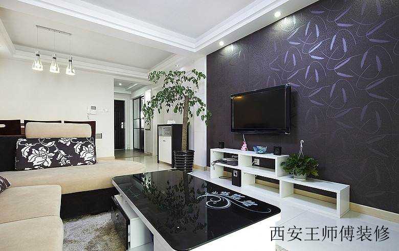 时尚简约现代风格二居家装电视背景墙装饰效果图