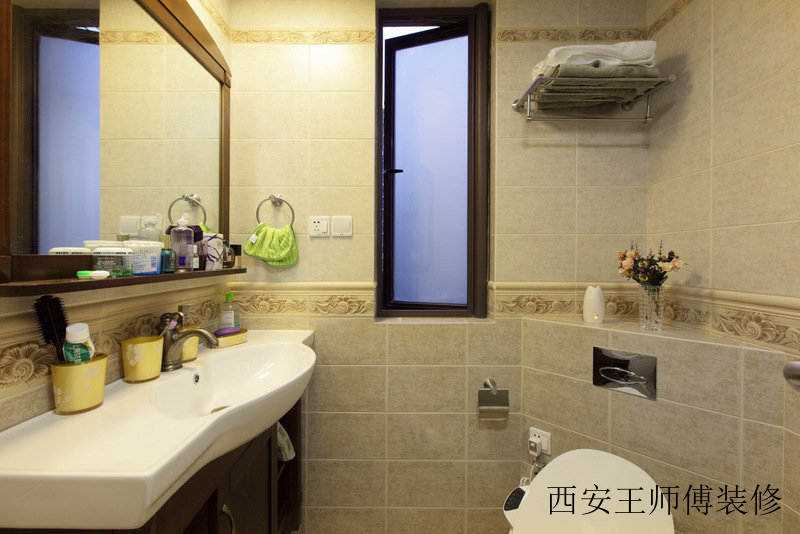 乡村美式风格卫生间台盆装饰效果图