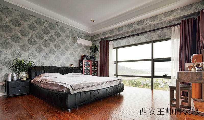 简中式现代卧室落地窗设计