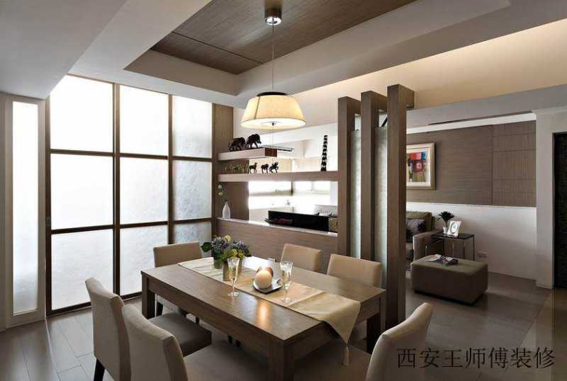 美式风格餐厅博古架隔断图