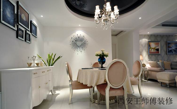 时尚北欧家装餐厅餐边收纳柜布置图