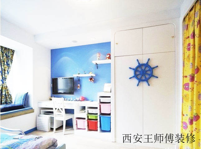 小清新地中海风情儿童书房效果图