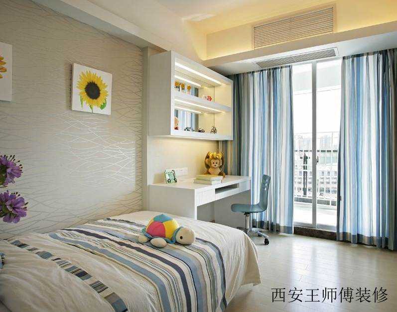 简洁时尚现代装修风格儿童房学习桌设计效果图片