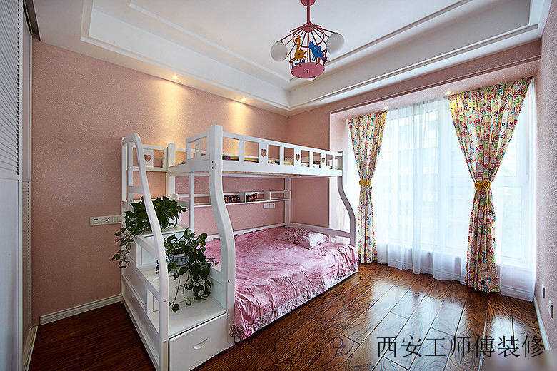 粉色可爱美式田园儿童房样板间欣赏图