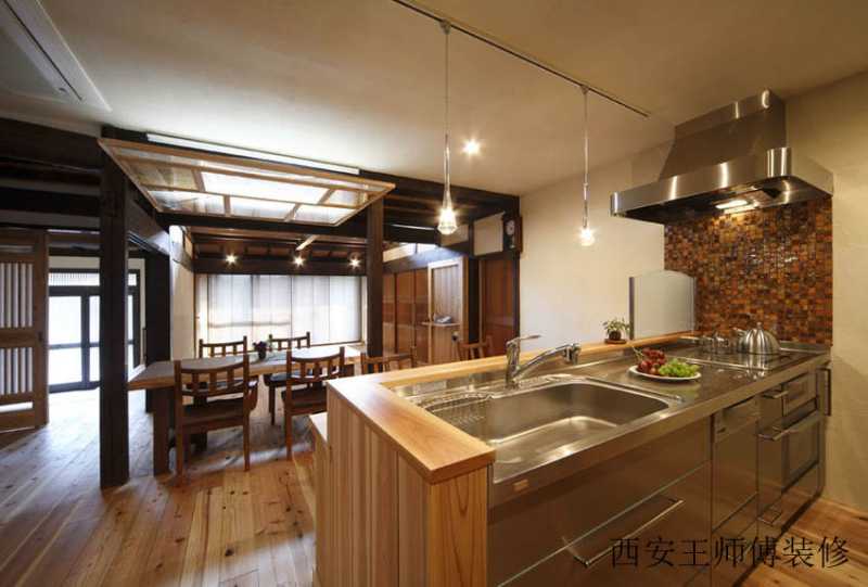 深邃禅意日式风格餐厅吊顶隔断装饰图