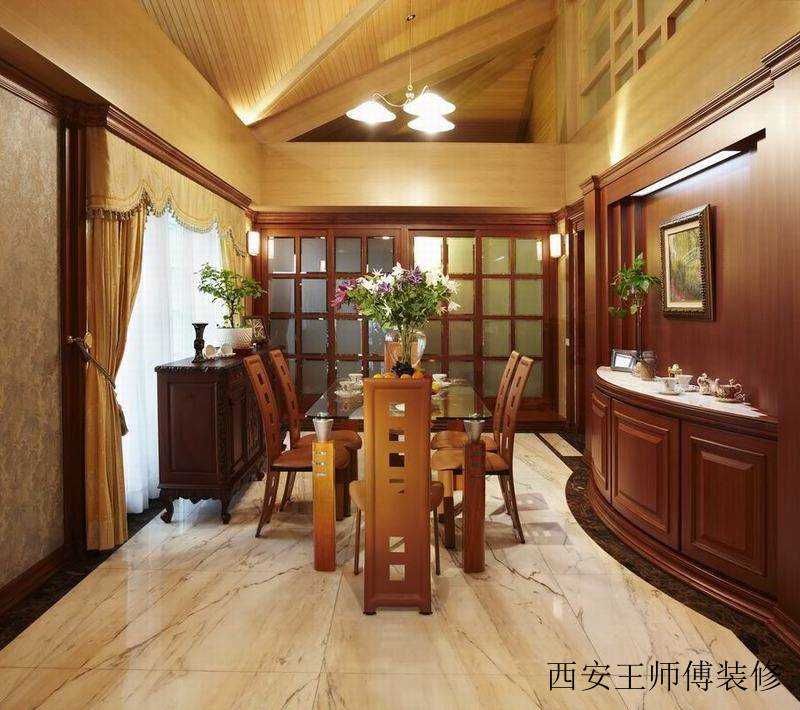 欧式餐厅田园风斜吊顶设计图片