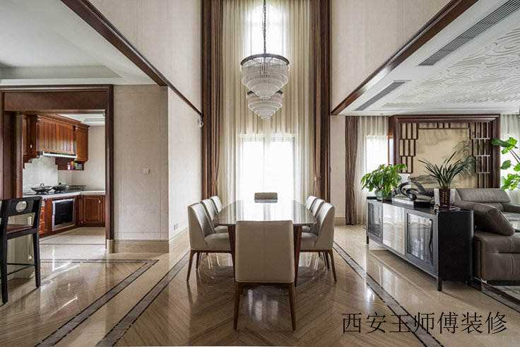 时尚现代中式风格开放式餐厅设计装修图