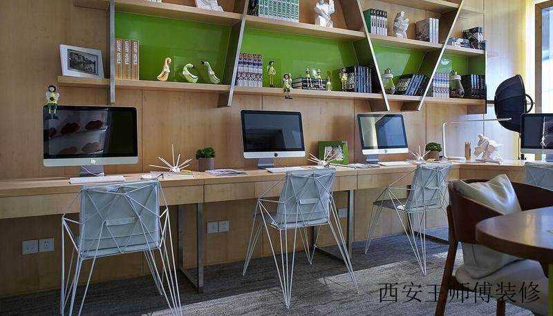 清新简约现代风格U型书房设计装修欣赏图