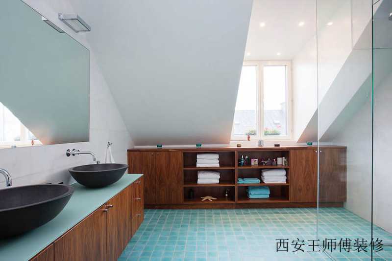 清新时尚北欧卫生间实木浴室柜设计装修图