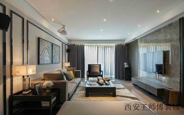 简约设计现代装修居家客厅大理石电视背景墙效果图