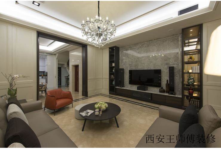 暗色系现代客厅 电视背景墙设计