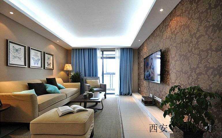 清新宜家设计风格三居婚房客厅装修案例图