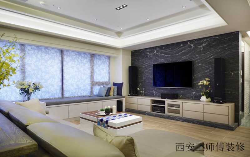现代家装 客厅大理石电视背景墙设计