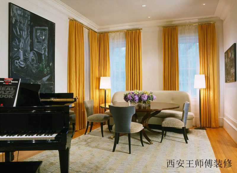 现代中式风餐厅窗帘设计