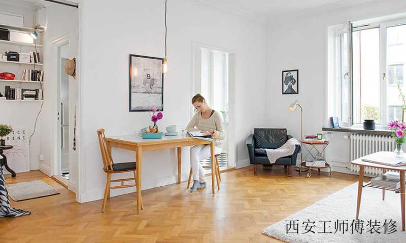 清新明亮北欧餐厅简易餐桌椅布置图