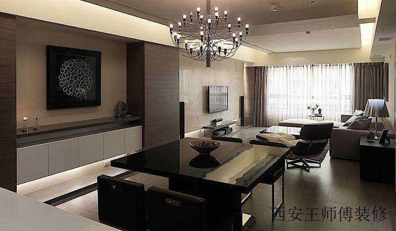 简洁素雅现代风格餐厅收纳背景墙设计图