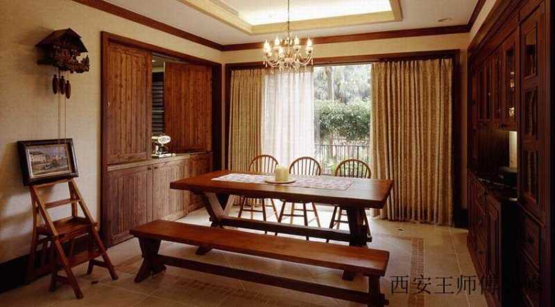 古朴美式装修风格餐厅装饰效果图