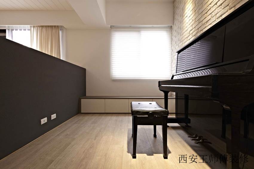 黑白现代家居钢琴室效果图