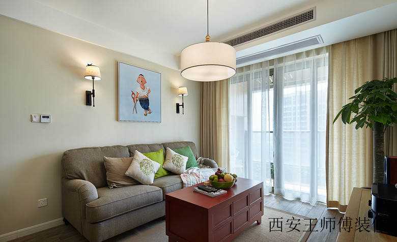 简洁朴素北欧小户型客厅窗帘装饰图
